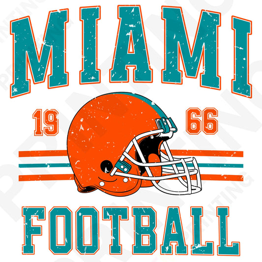 Miami Football Retro Style Iron On Ready To Press DTF Transfer Film