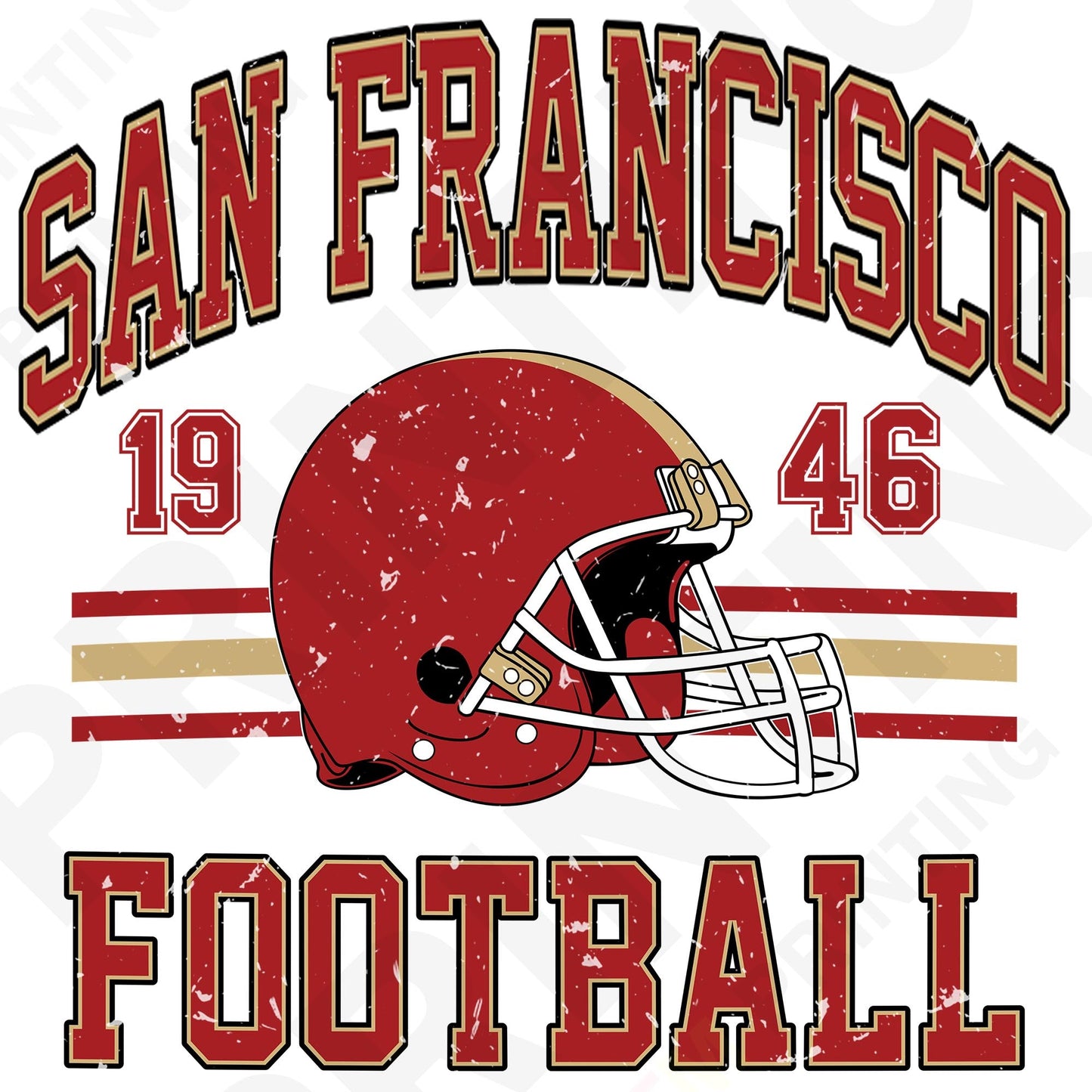 San Francisco Football Retro Style Iron On Ready To Press DTF Transfer Film