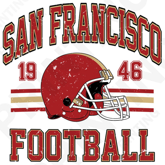 San Francisco Football Retro Style Iron On Ready To Press DTF Transfer Film