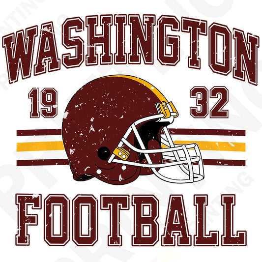 Washington Football Retro Style Iron On Ready To Press DTF Transfer Film