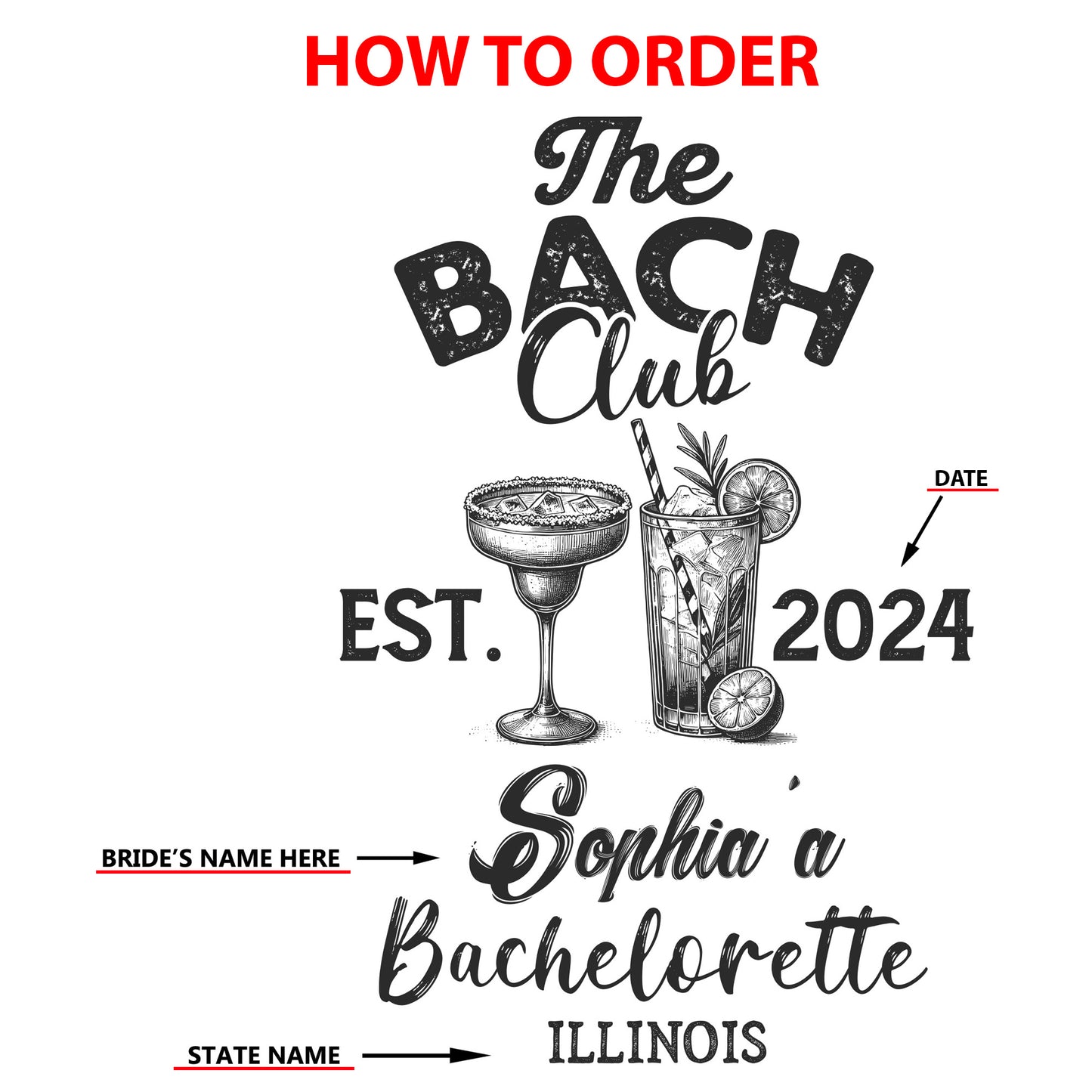 The Bach Club Personalized Bachelorette DTF Transfer