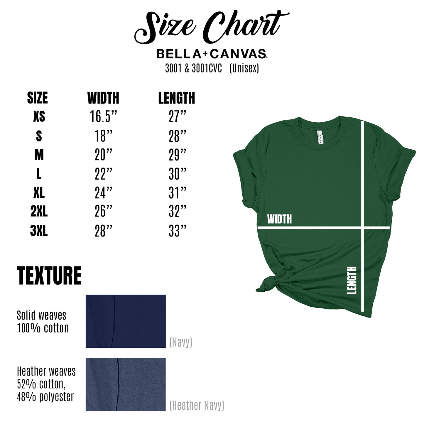 Unisex Short Sleeve Tee 100% Cotton - BELLA+CANVAS (3001/3001CVC)