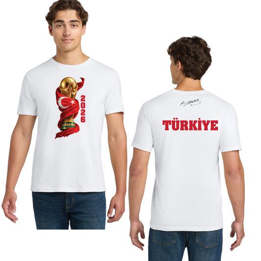 Türkiye FIFA World Cup 2026 T-Shirt – Front & Back Print – Same Day Pickup Available Unisex Short Sleeve Tee 100% Cotton - Gildan Softstyle® (64000)