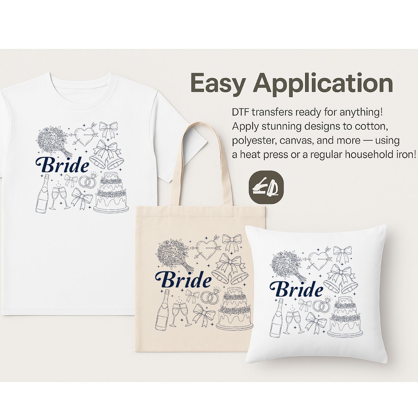 Bride Line Art Wedding Bachelorette Party DTF Transfer