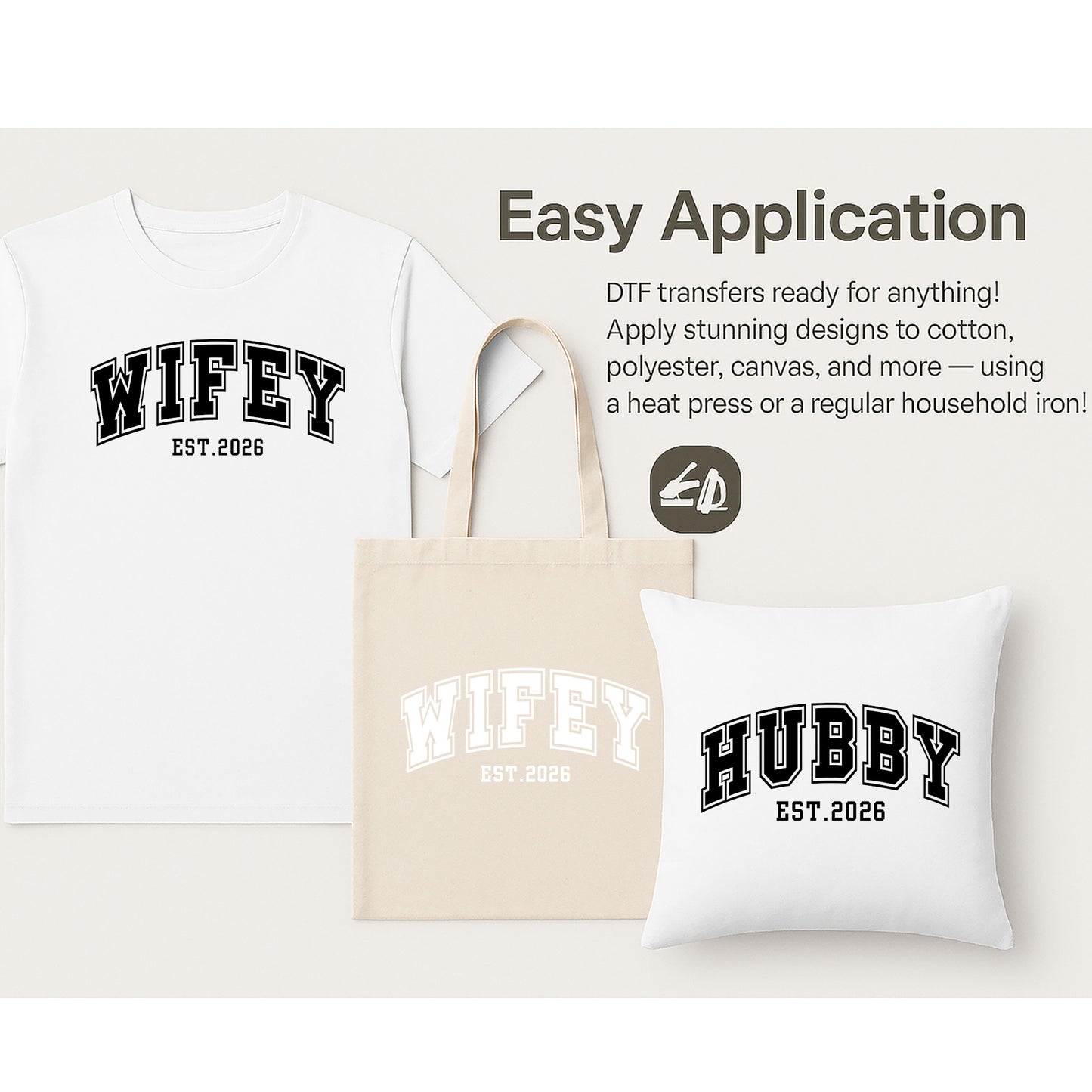 Hubby and Wifey DTF Transfer