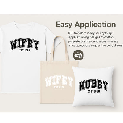 Hubby and Wifey DTF Transfer