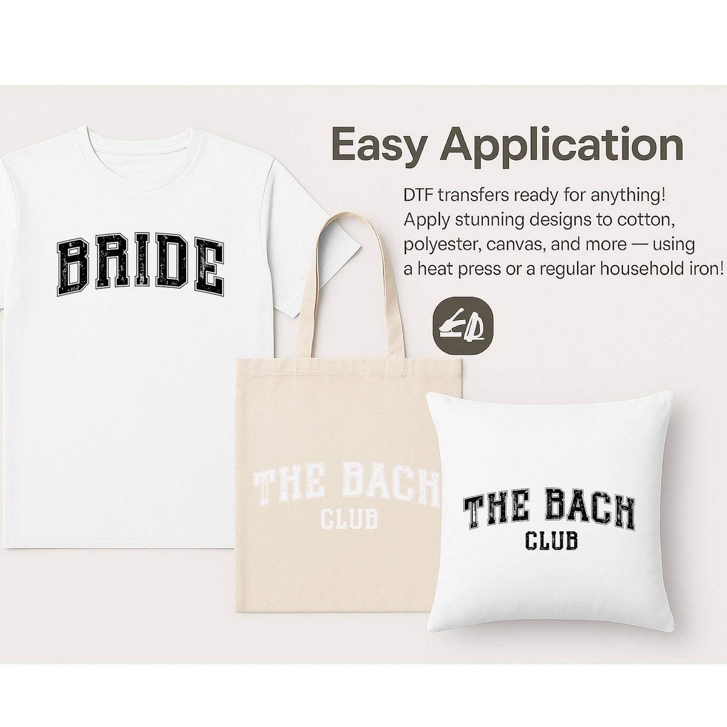 Bride and The Bach Club Bachelorette DTF Transfer