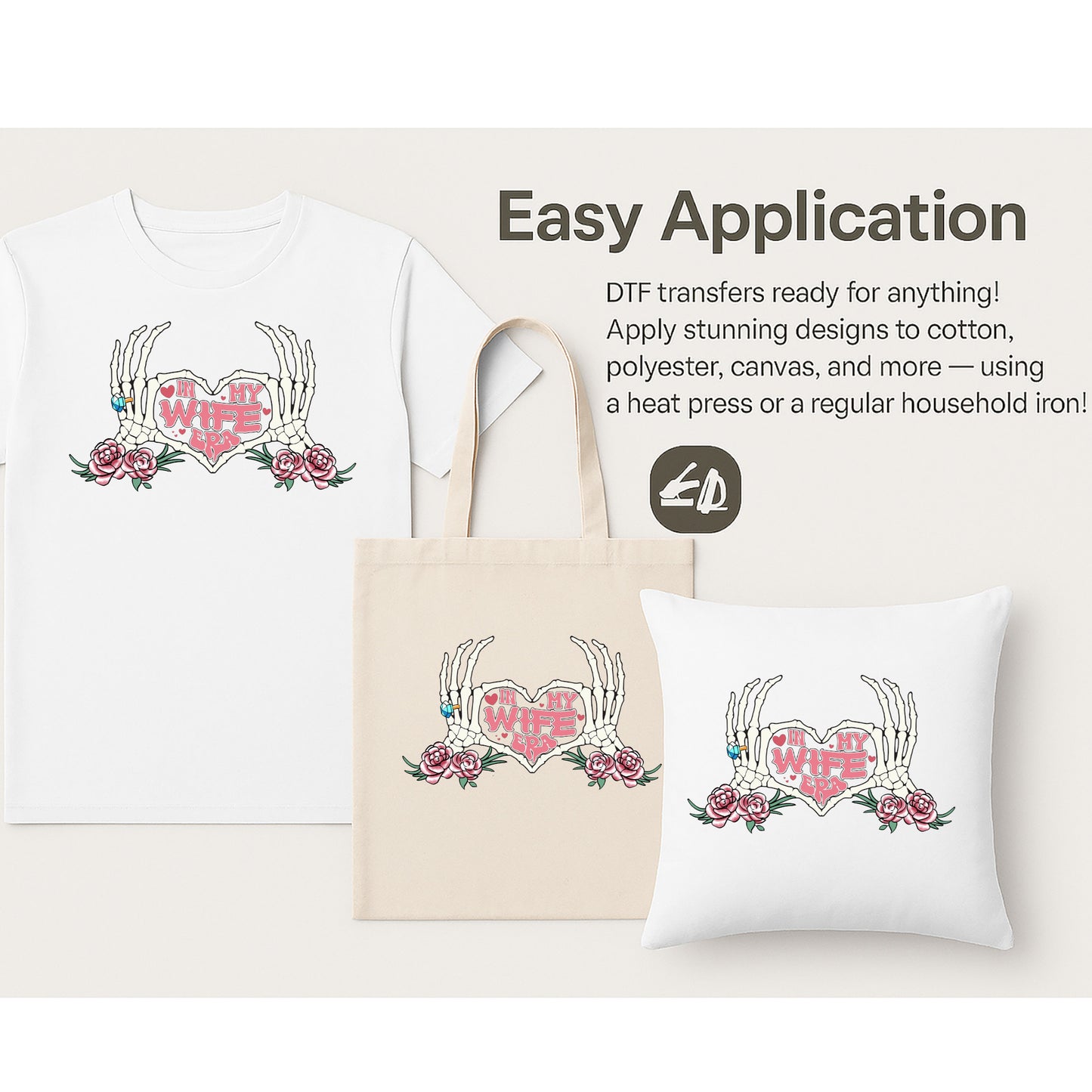 In My Wife Era – Skeleton Heart Hands Bachelorette DTF Transfer
