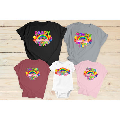 Rainbow Birthday Shirt, Matching Birthday Family Shirts, Personalized Birthday Rainbow Family shirts, rainbow theme,Cute pink Girl Birthday