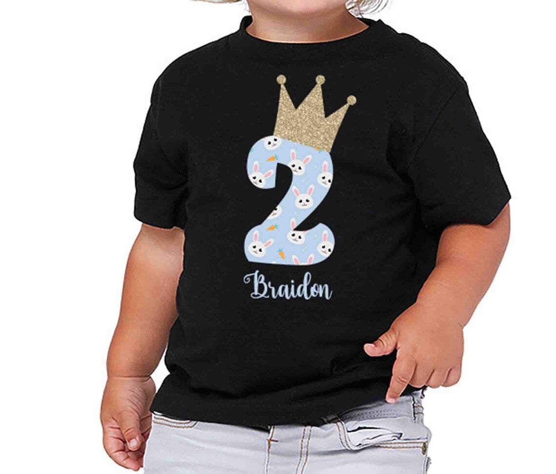 Personalized Crown Birthday T-shirts For Kids, Custom Birthday T-shirt, Personalized Birthday Gift, Customizable Number Birthday Shirt