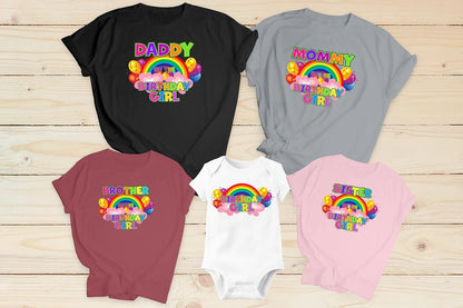 Rainbow Birthday Shirt, Matching Birthday Family Shirts, Personalized Birthday Rainbow Family shirts, rainbow theme,Cute pink Girl Birthday