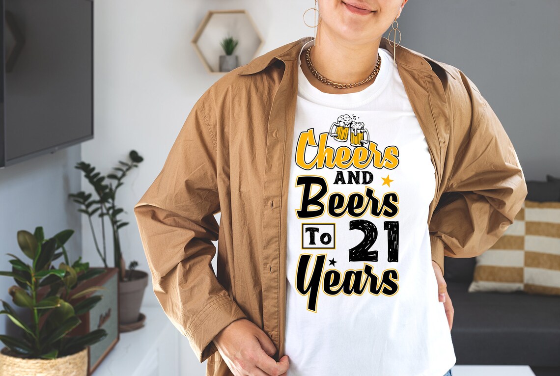 Cheers and Beers to 21 Years, 21st Birthday Tee, Birthday Party Shirts, Matching Party Shirts, turned 21, Legal AF, gift for 21st birthday