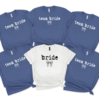 Bride & Team Bride Bow DTF Transfer, Coquette Bridal Party Design, Bachelorette Party Shirt Transfer