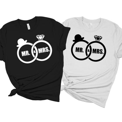 Mr & Mrs Rings DTF Transfer, Wedding Couple Shirt Design, Bride Groom Iron On Transfer, Bridal Shower Tee Graphic
