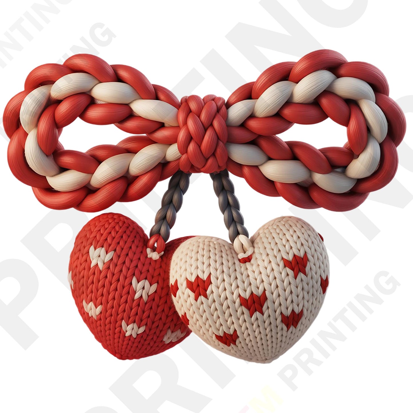 Knitted Heart-Themed Valentine's Day DTF Transfer