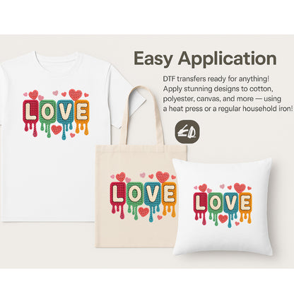 Knitted Love with Hearts Valentine’s Day DTF Transfer