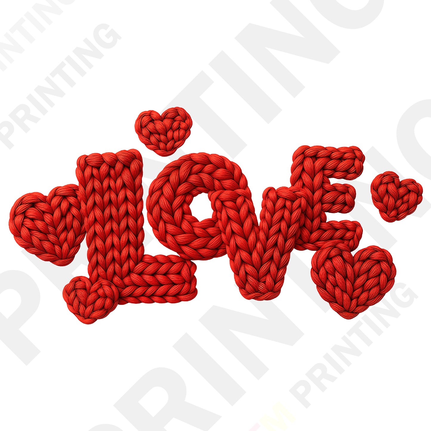 Knitted Love Typography with Heart Details Valentine’s Day DTF Transfer