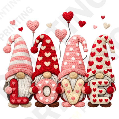 Knitted Heart 4 Dwarves Holding LOVE Valentine’s Day DTF Transfer