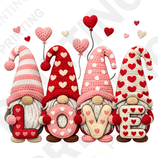 Knitted Heart 4 Dwarves Holding LOVE Valentine’s Day DTF Transfer