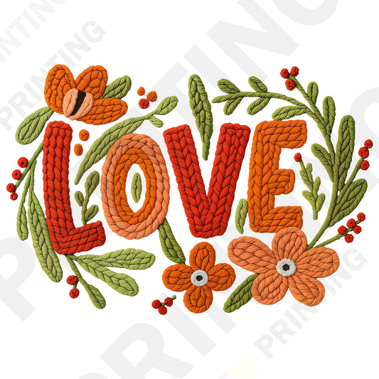 Knitted Love with Flowers Valentine’s DTF Transfer