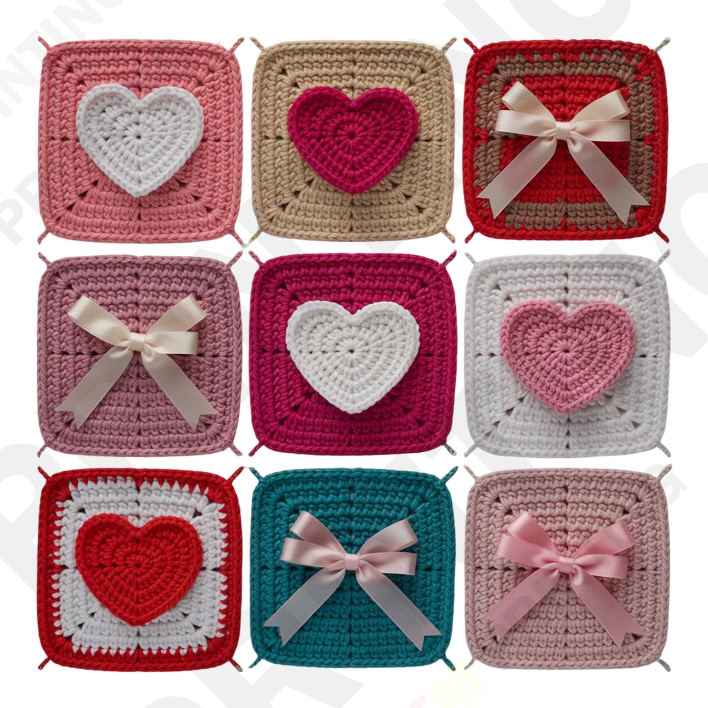 Knitted Heart & Ribbon-Themed Valentine’s Day DTF Transfer