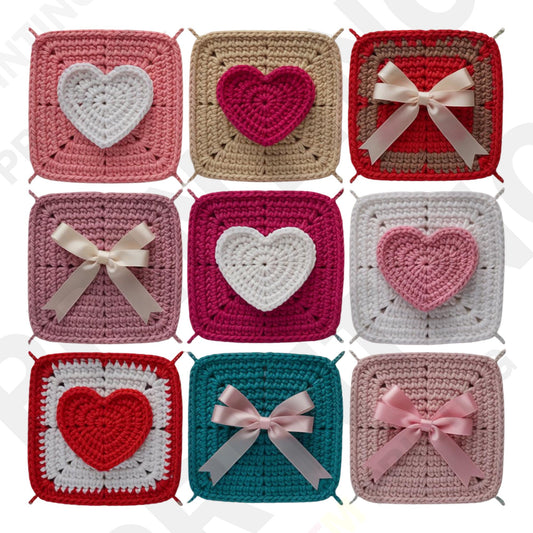 Knitted Heart & Ribbon-Themed Valentine’s Day DTF Transfer