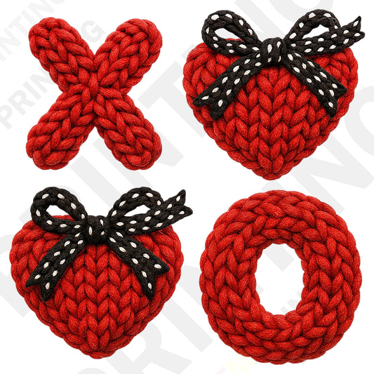 Knitted XOXO Design with Heart Valentine’s Day DTF Transfer