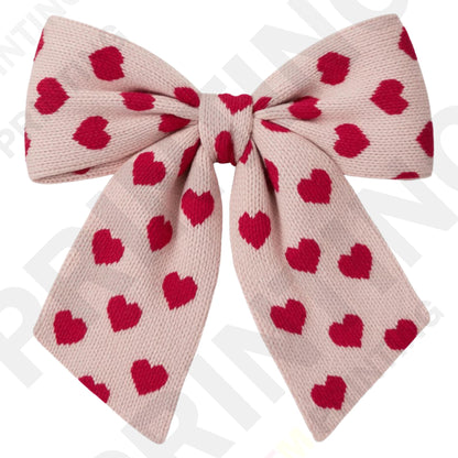 Knitted Heart-Patterned Ribbon Themed Valentine’s Day DTF Transfer