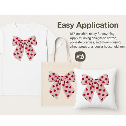 Knitted Heart-Patterned Ribbon Themed Valentine’s Day DTF Transfer
