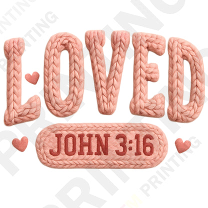 Knitted Loved John 3:16-Themed Valentine’s Day DTF Transfer