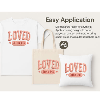 Knitted Loved John 3:16-Themed Valentine’s Day DTF Transfer